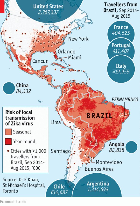 TheEconomist's tweet photo. Zika fever: A newly emerging disease is threatening the Americas https://t.co/jP7Ncgu9Hn https://t.co/tAS3OjTqEl