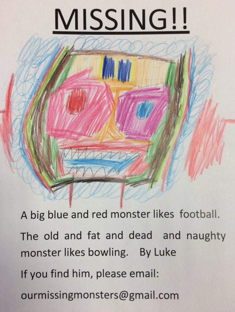 FindOurMonsters's tweet photo. Argh! The scariest yet is out & about! Beware! Email us at ourmissingmonsters@gmail.com if seen! #missingmonster https://t.co/yvIZsnLoXm