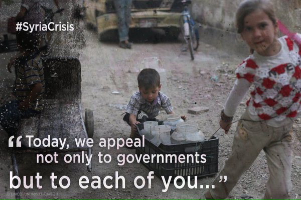 UN's tweet photo. In the name of our shared humanity, aid orgs call for immediate action to end #SyriaCrisis: https://t.co/AZ3kLFqiO8 https://t.co/JkLvCoUpLf
