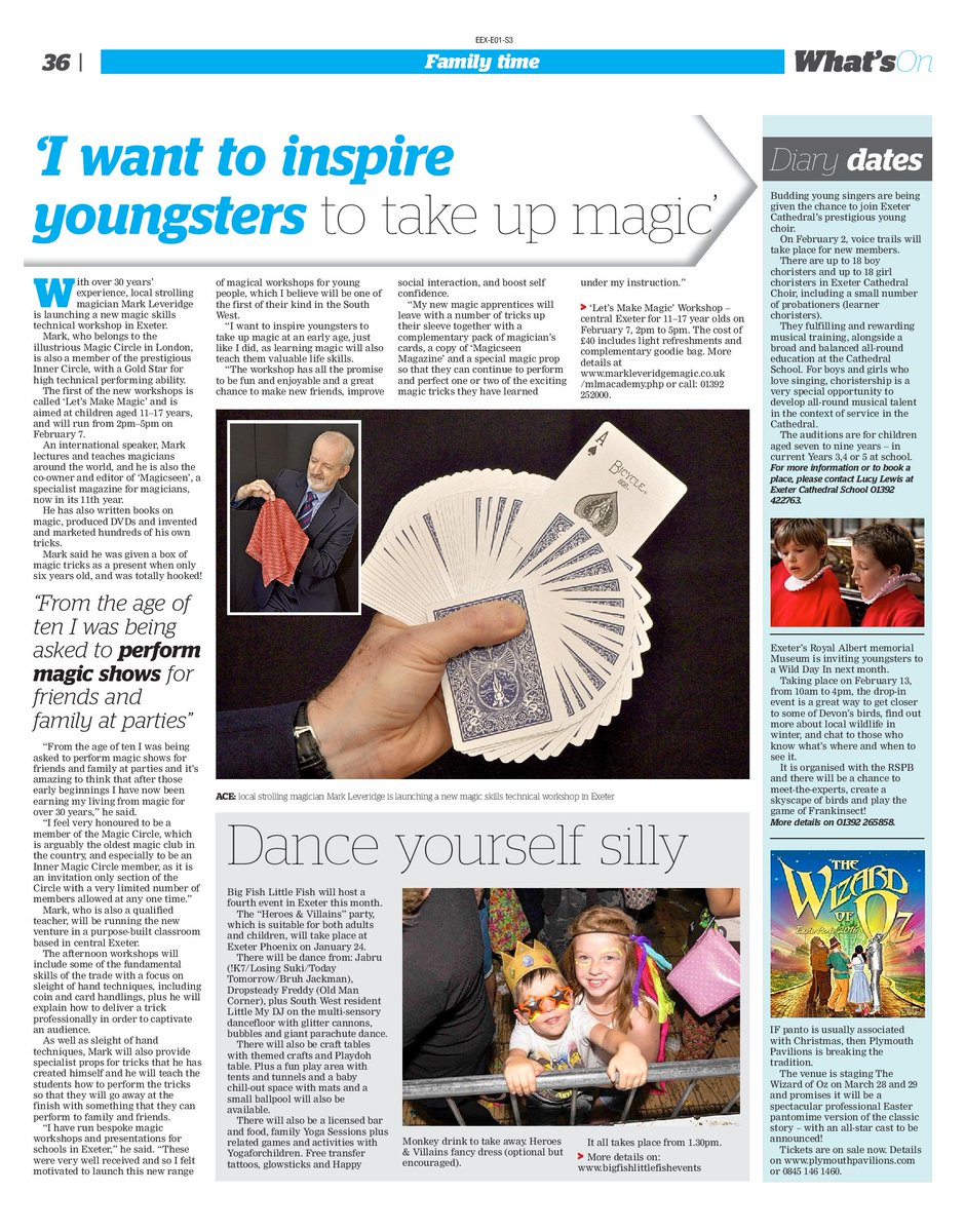 glenkingpr's tweet photo. Local Strolling Magician Mark Leveridge is in the @ExpressandEcho talking magic! #LetsMakeMagic #MagicWorkshops https://t.co/G73H5QJsIW