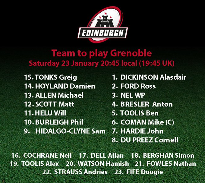 Challenge Cup Pool 5: Grenoble v Edinburgh Rugby, 23 January CZUpQ_UWIAAV95r