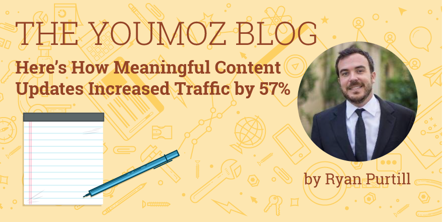 Moz's tweet photo. Here’s How Meaningful Content Updates Increased Traffic by 57% https://t.co/1Za957J0y2 By @RyanPurtill2 https://t.co/G7TU5YukZj