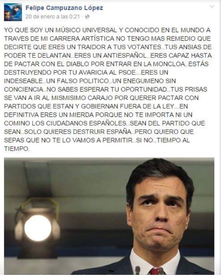 CHIQUITAREINONA's tweet photo. A ESTE DESPOJO SE LE PUEDE DECIR MÁS ALTO NO MÁS CLARO. TOTALMENTE DE ACUERDO. VOY A COMER Y SE ME PASA EL CABREO🍽 https://t.co/hnd5o6ZYmq