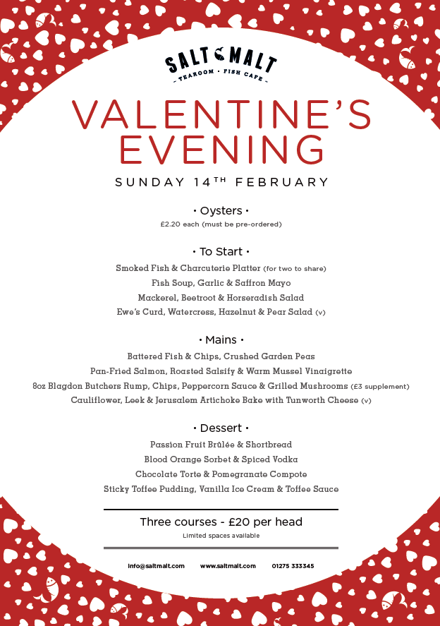 Salt_Malt's tweet photo. Celebrate Valentine's Day with us at #SaltMalt with this special event & menu - three courses for only Β£20! https://t.co/G1NseLtRtr