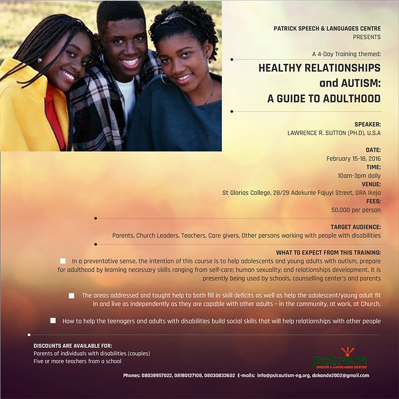 puresoulslf's tweet photo. Help your teen learn about Social etiquettes &amp; hygiene as an adult. Healthy Relationships &amp; Autism. Feb 15-18. https://t.co/ijU9J5IQ4V
