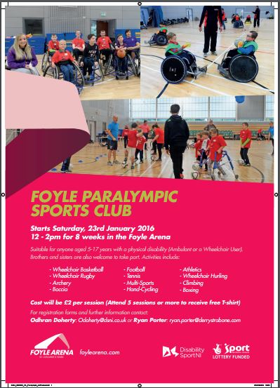 Foyle Paralympic Club starts tomorrow in Foyle Arena, not to late to register email odoherty@dsni.co.uk @SportNINet