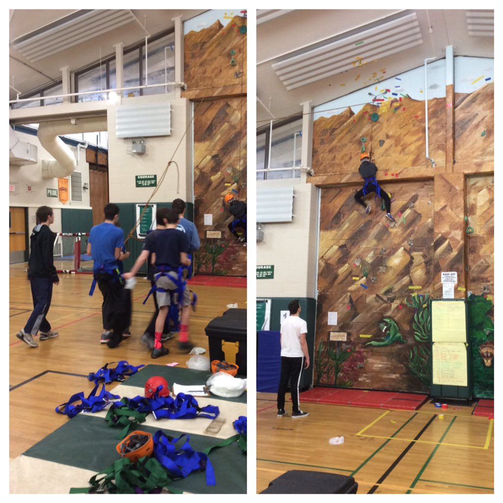 kpetrella_PE's tweet photo. One of my favorite lifetime units! belaying each other: trust, decision making, cooperation, leadership. #PE #cmspe https://t.co/qBBOtdT6lx