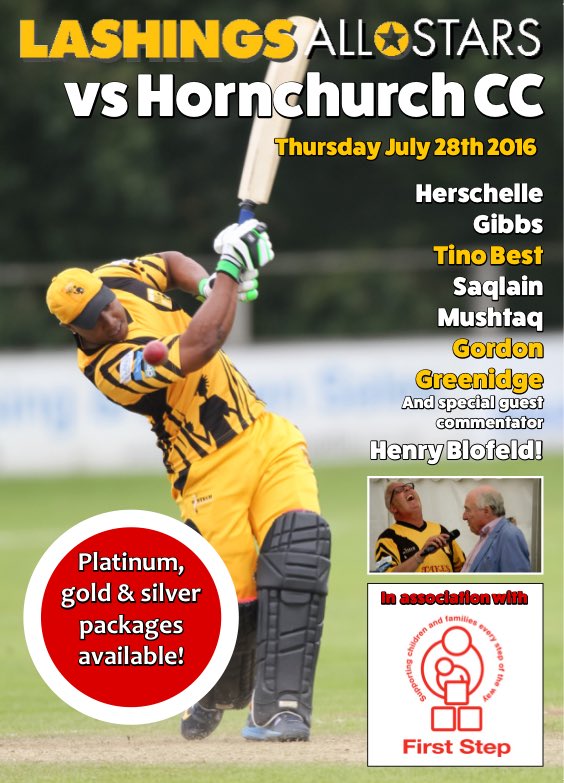 HCC_Events_'s tweet photo. #Makesureyoudontmiss
#28july2016
@LashingsWorldXI @HornchurchLife @RomfordRecorder https://t.co/4T5dJ5RIq6