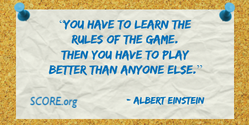 SCOREMentors's tweet photo. “You have to learn the rules of the game. Then you have to play better than anyone else.” - Albert Einstein https://t.co/9Ko5RRu0QU