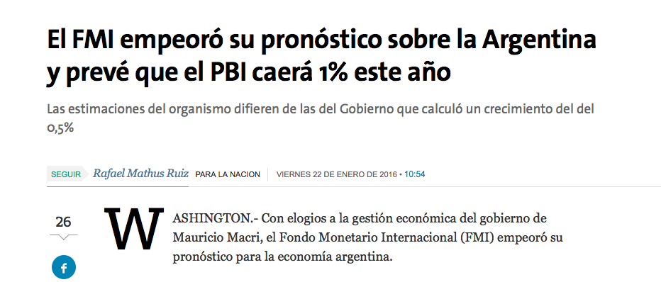 ArgentinaARG's tweet photo. El FMI elogia a Macri pero... empeoró su pronóstico para la economía argentina. ¿Por qué lo elogiarán entonces? https://t.co/Jm41JR2fiO