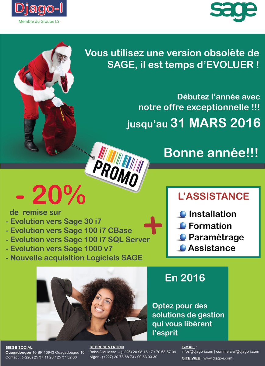 djagoiburkina's tweet image. Grande Promo @djagoiburkina

-20% jusqu&apos;au 31 mars 2016

#groupels #topccs #sageexport #burkina
