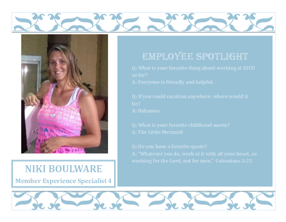 EFCU would like to official welcome the newest member of our team: