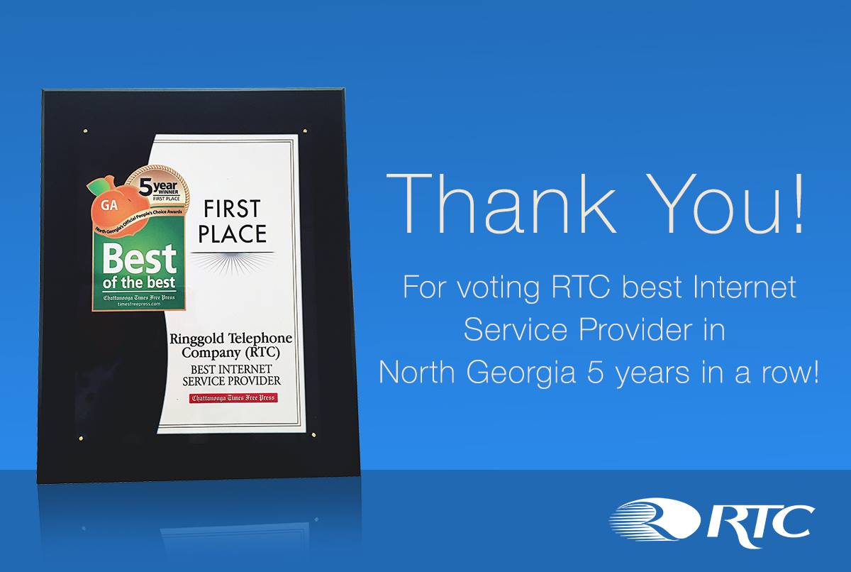 rtctel's tweet image. For the 5th year in a row, RTC is proud to have won N Ga Best Internet Service Provider! Thank you to all who voted!