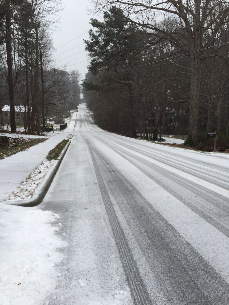 ApexPolice's tweet image. Chatham St is like many others and getting a covering of sleet. Stay off the roads if possible!!!