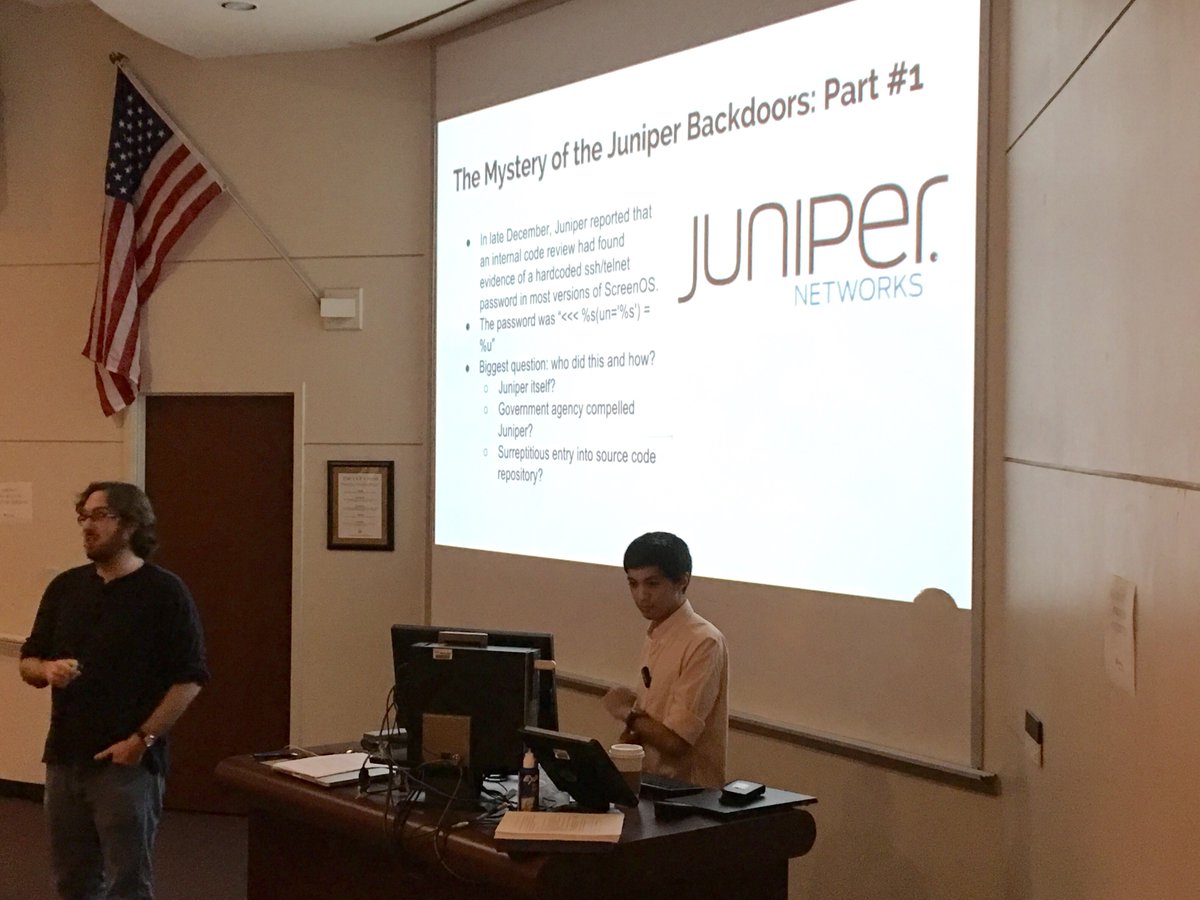 HackUCF's tweet photo. #HackUCF is back in action! Our first meeting opens up with current events including the #JuniperBackdoor https://t.co/ZthEZwb4UI