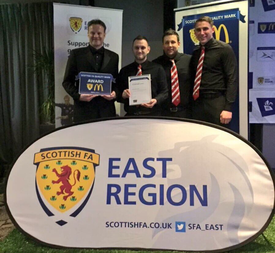 We've achieved the Standard Level Quality Mark Award at tonight's @sfa_east Awards. #EastQMAwards #BurreltonRovers