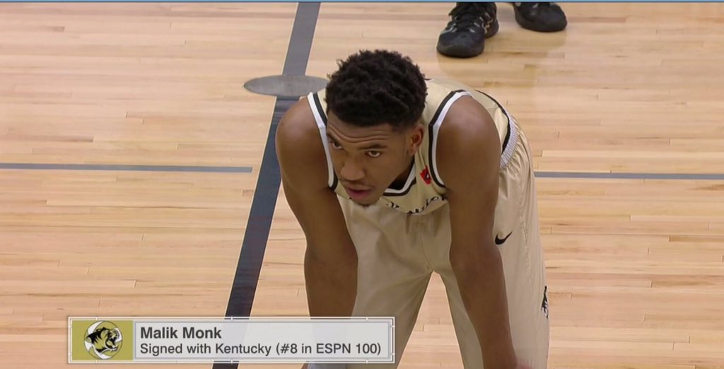 ESPNU's tweet image. Big Blue Nation: Malik Monk is the # 8 player in the ESPN 100 and he's on ESPNU right now. @PaulBiancardi #BBN