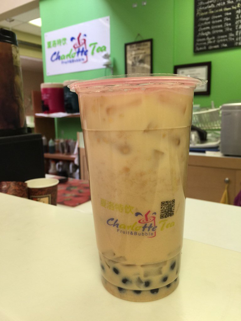 CharlottesTea's tweet image. 50% off for Malt Bubble Tea with Lychee Jelly today!!