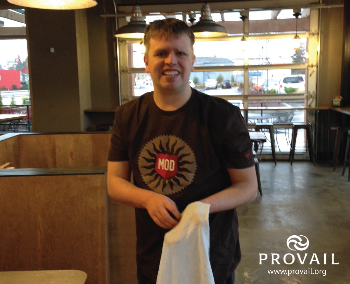 PROVAIL_WA's tweet photo. Congrats to Corey! He just started at @MODPizza!This is his first day as a member of the #MODSquad. #AbilityAware https://t.co/0lMfkc6jgS