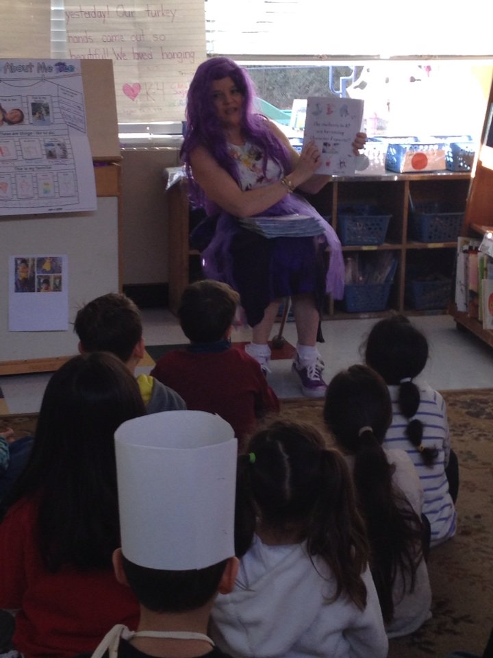EHB_Principal's tweet photo. Students in K(K) get a visit from Purplicious as part of their character study today @ EHB! #funthroughlearning https://t.co/tahCaCO8sl