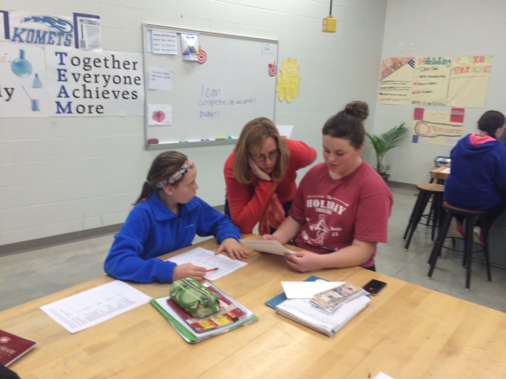 s_furst's tweet photo. Mrs. Trihey from Workforce help students complete a budget based on no diploma  a HS diploma or a college degree https://t.co/IZSbsMHSI1