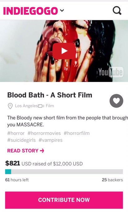 Wow $821 raised, 25 backers &amp; 62 hours to go Thank you!!Only $19 away from $1000! ❤️ #horror https://t<a href="/tag/horror"class="tags"><span>#horror</span></a>