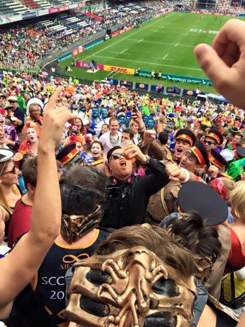 cati_macmah's tweet photo. The supreme leader enjoying a beer at the Hong Kong Rugby 7s https://t.co/kBOcMIAqg0