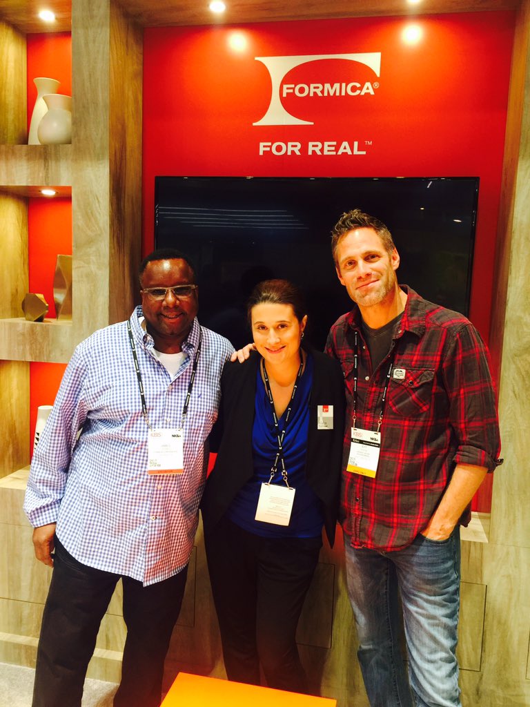Jeff stopped by the Formica booth to peep out the new line and chat with me and Kate. <a href="/DIYDevlin/">Jeff Devlin</a> <a href="/FormicaGroup/">Formica Group</a>