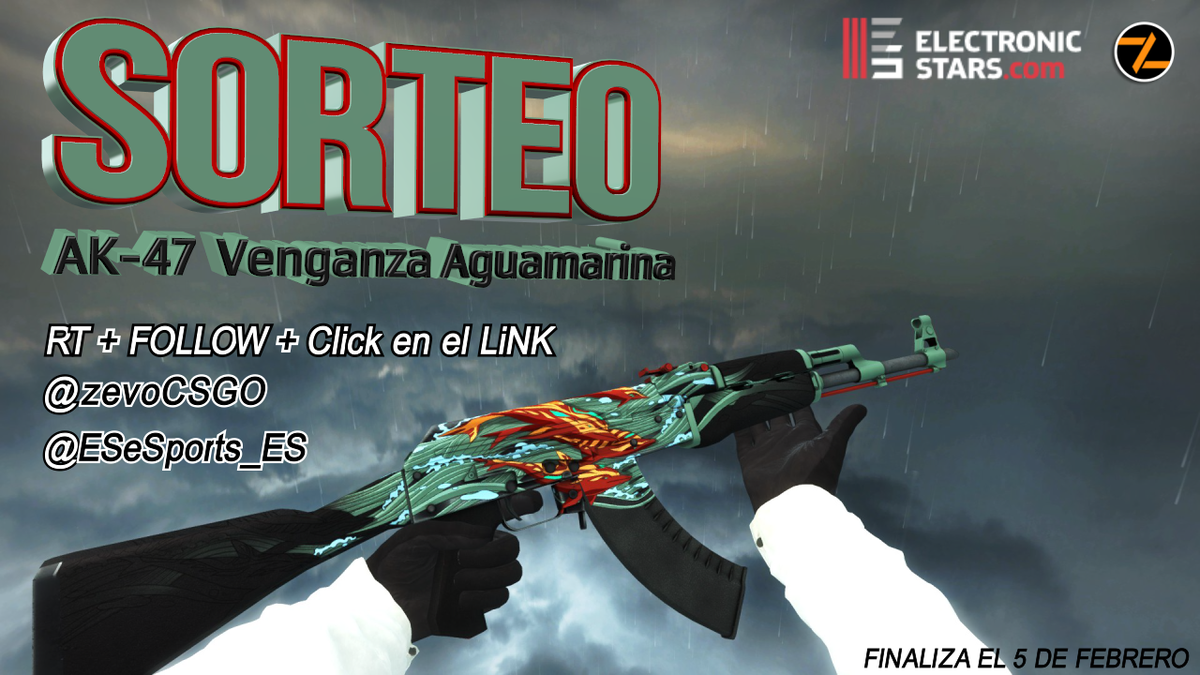 zevoCS2's tweet photo. #SORTEO
"AK-47 | Venganza Aguamarina FT"
·RT+Follow
@zevoCSGO y @ESeSports_ES
+ Click link
https://t.co/Q0bOg61ETe https://t.co/nsqeEbOhGH