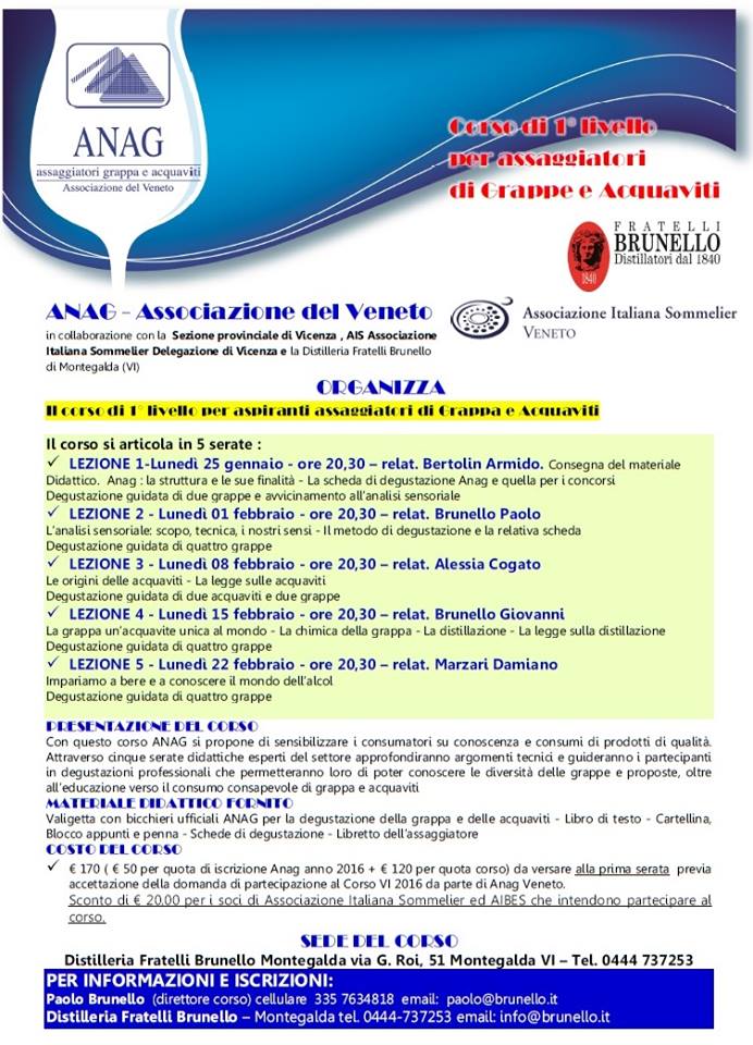 anag veneto (@anag_veneto) on Twitter photo Rinviato inizio corso assaggiatori #grappa a Vicenza. Inizio il 15/01 <a href="/GrappaBrunello/">Distilleria Brunello</a> <a href="/app/">Anil Patel</a> Rinviato inizio corso assaggiatori #grappa a Vicenza. Inizio il 15/01 <a href="/GrappaBrunello/">Distilleria Brunello</a> <a href="/app/">Anil Patel</a>