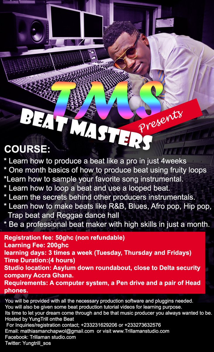 iamTrillaman's tweet image. Opportunity comes but ones.
Learn how to produce a beat like a pro in just 4 weeks
 #BeatMasters