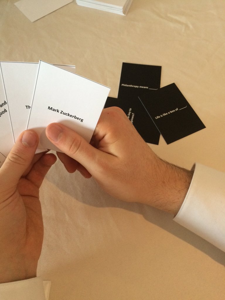 QCOP2017's tweet photo. Delegates getting silly with some cards FOR Humanity #qcop2016 #wakeup https://t.co/UtvCY1M9IB