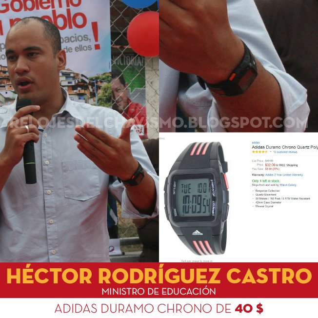 ProtestaGrafica's tweet photo. ¿Explicará el ex-ministro @HectoRodriguez su paso de un Adidas a un Baume&amp;Mercier? @InformadorVeraz https://t.co/RLnQEcXTaI