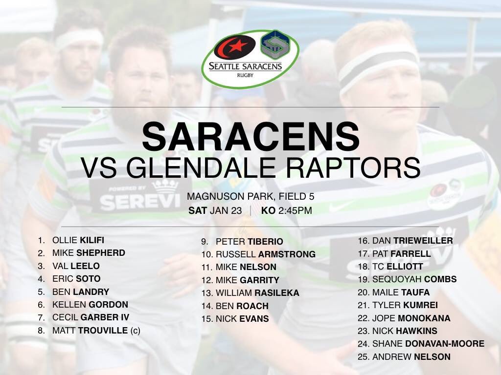 SeattleRugby's tweet photo. Sarries Premier Mens roster to play @glendaleraptors Jan 23rd @ 2.45pm at Magnuson Park #WeAre #SEAvsGDL https://t.co/0s3SzHao5B