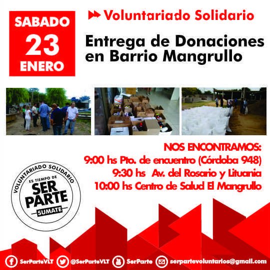 SerParteVLT's tweet photo. Sábado 23/1 entregamos donaciones recibidas a familias del Mangrullo afectadas por la crecida del Paraná. #SerParte https://t.co/YybMRkt5Rr