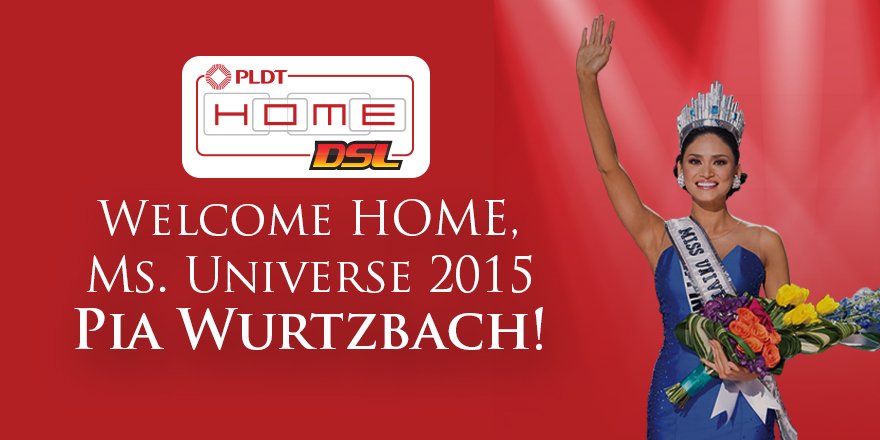 PLDTHome's tweet image. The confidently beautiful Ms. Universe 2015 is HOME! Let&apos;s welcome her by tweeting w/ #WelcomeHOMEPia! #PLDTHOMEDSL