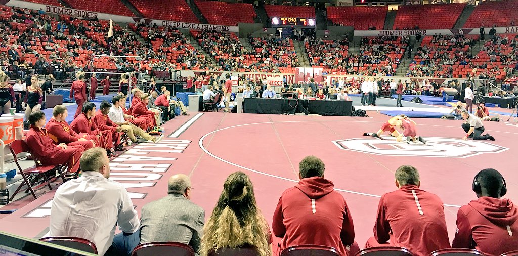 kdamp's tweet photo. Watching @OU_WGymnastics is always like a 3-ring circus. Adding @OU_Wrestling for Beauty &amp; the Beast? #myADD... 😩😳😵 https://t.co/8rKqxSEoUP