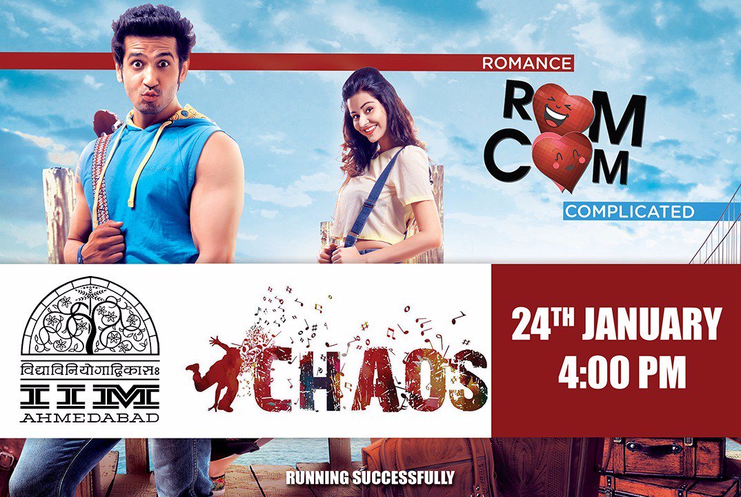 RomcomTheFilm's tweet photo. All set to rock with #IIMA #Chaos ! Catch the live action with Team #ROMCOM on 24th Jan ! https://t.co/oW9oBMxQAY