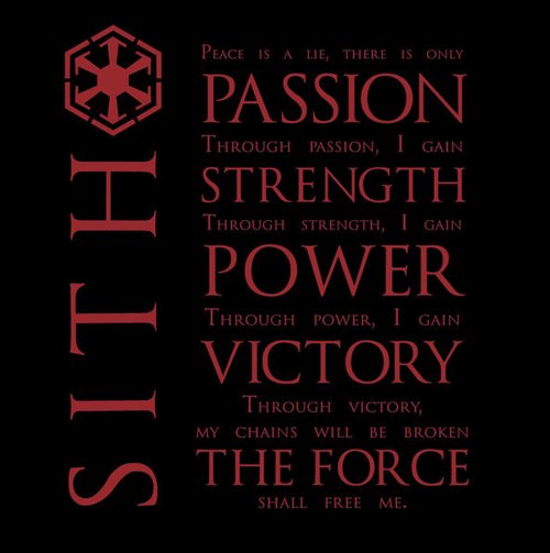 ApprenticeMaul's tweet image. And I leave you with a code that sould remain true as a sith