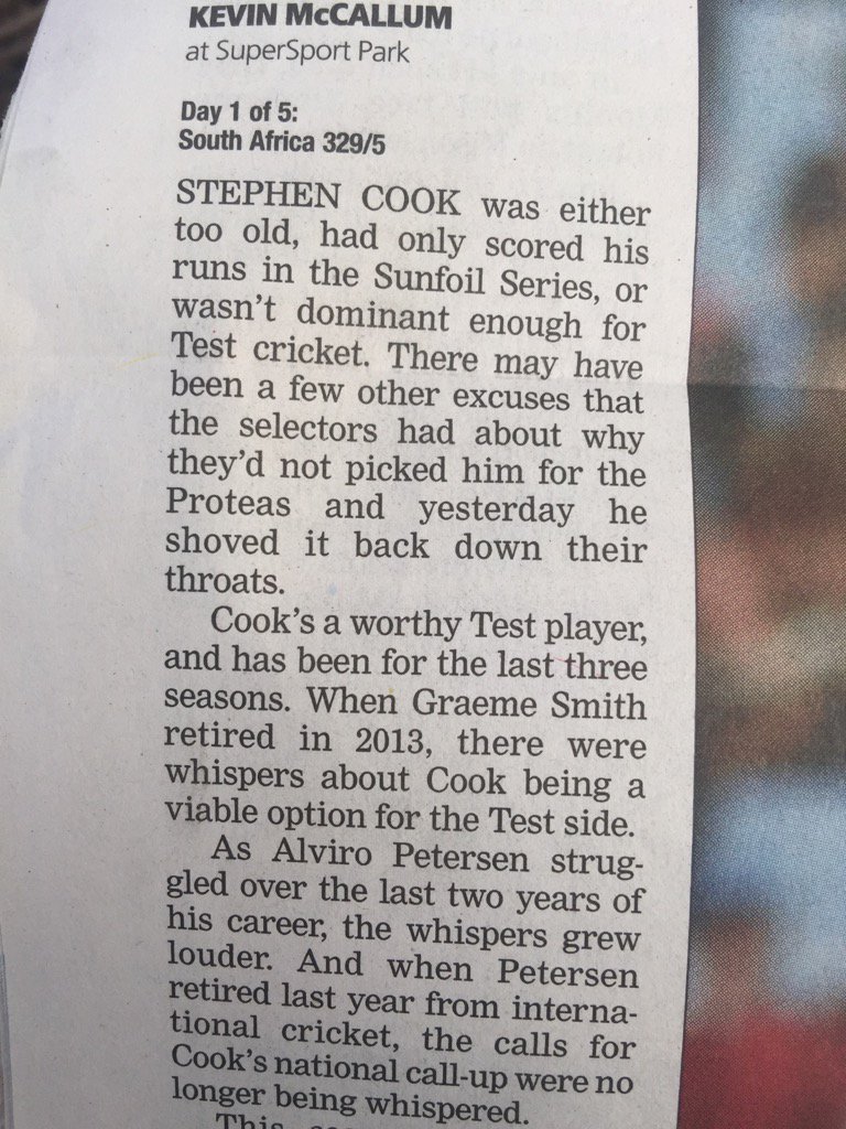 SeanStegmann's tweet photo. #proteas #ProteaFire #Proteas #SelectorsMustFall #ENGvSA #StephenCook is fantastic opener https://t.co/8Tji7r325q