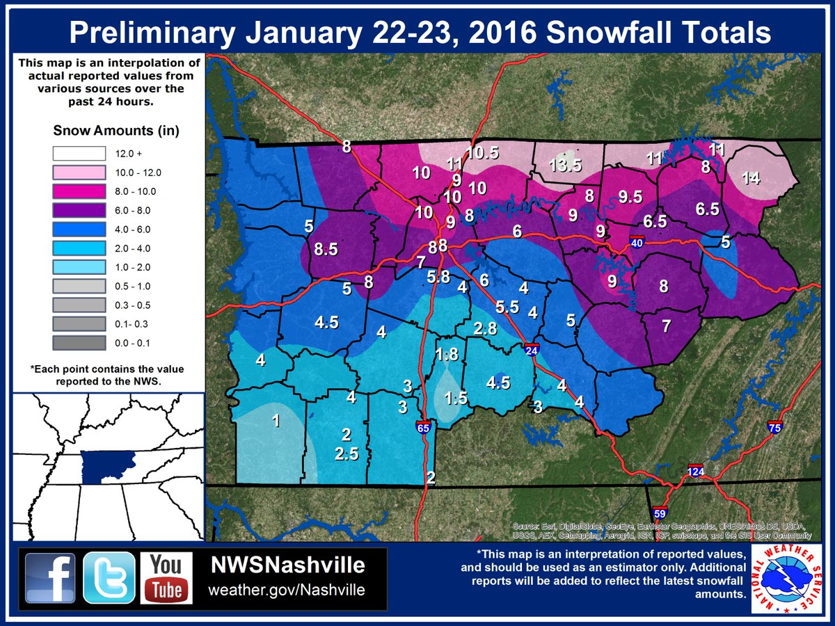 Here's our & PRELIMINARY 1/2223/16 snow totals! Tell us