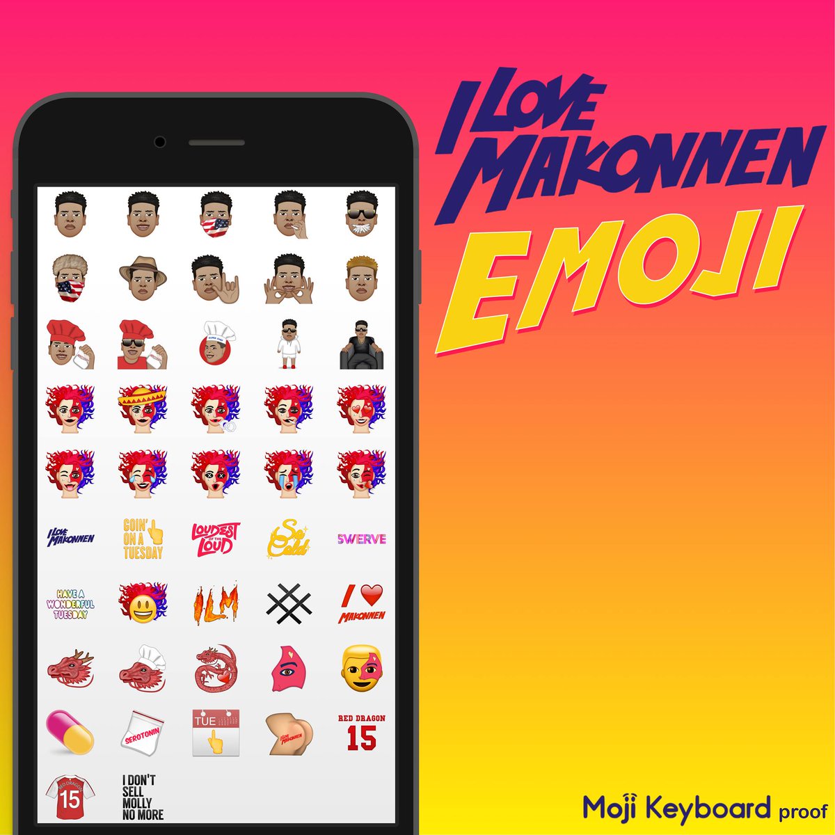 JBurnsInc's tweet photo. Recent launch of the official emoji keyboard for hip hop artist @iLoveMakonnen via @MojiKeyboard #hiphop #emojis https://t.co/jOulERnJOM