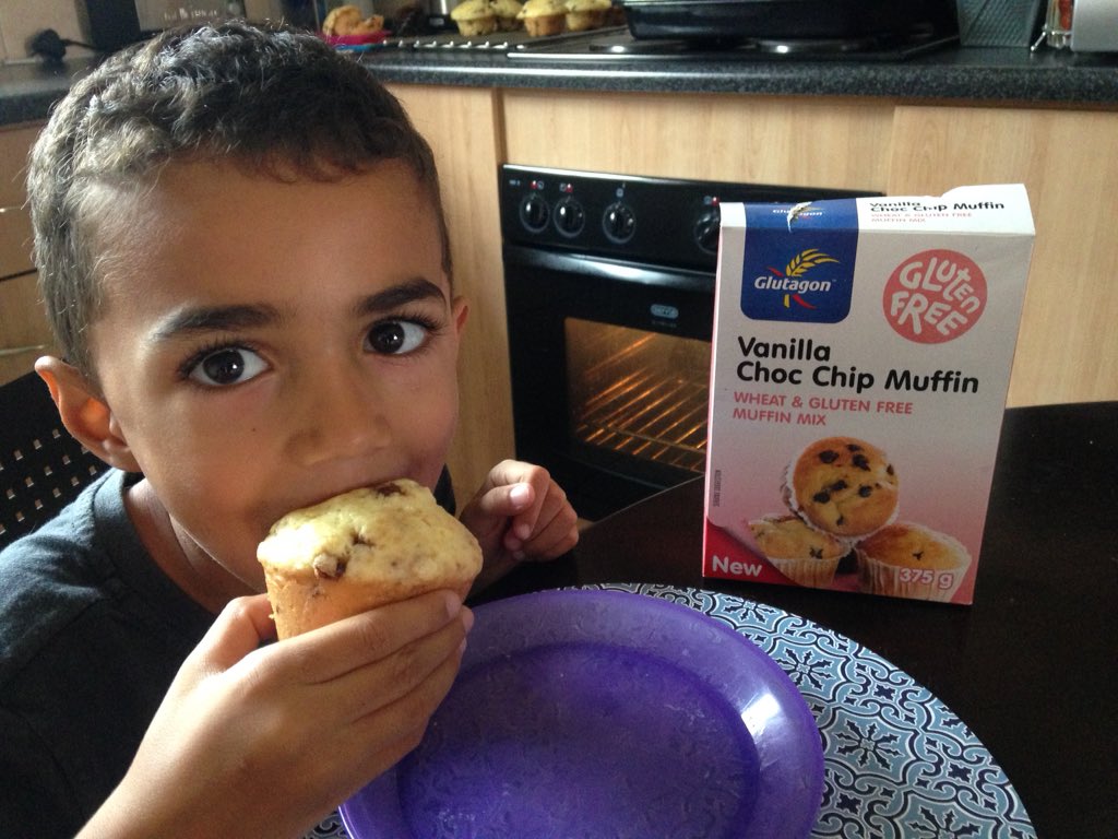 smintchick's tweet photo. @GLUTAGON I know your competition is over but had to share with you how over the moon my son is with your muffins. https://t.co/tQdrCyFSec