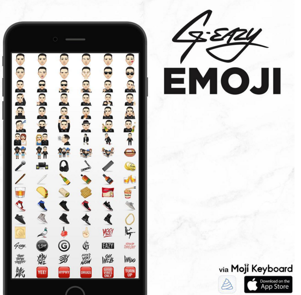 JBurnsInc's tweet photo. Check out the @G_Eazy official #emoji keyboard launch via @MojiKeyboard #newmusic #whenitsdarkout #hiphop #emojis https://t.co/CMNC9EqVt3