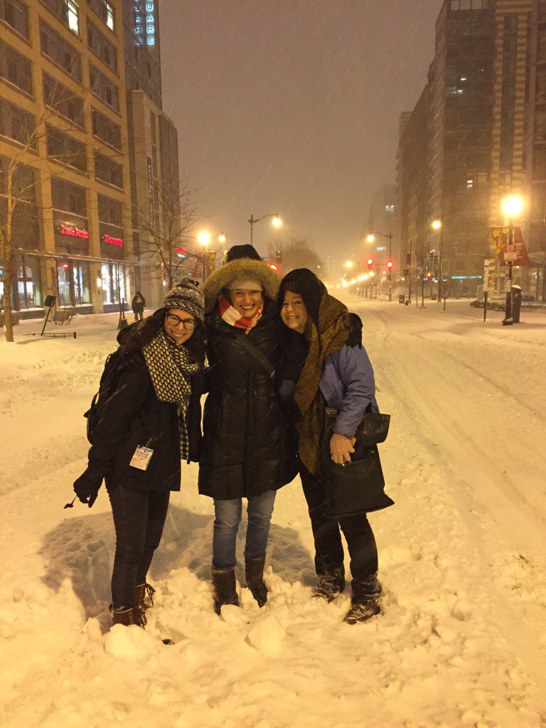 Our walk to work this morning from the hotel next to NPR. Snowy but not really a blizzard anymore.