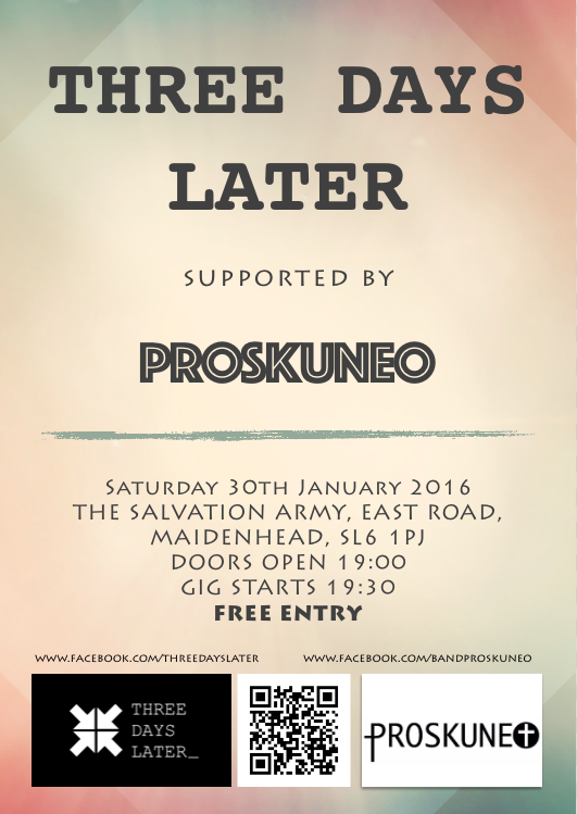 @ALOVEUK Next Saturday, 2 SA Christian bands are playing a gig at The Salvation Army, Maidenhead. Free entry :)