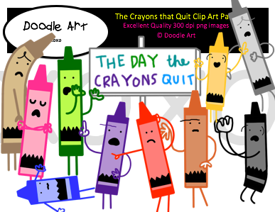 clipart4u's tweet photo. Look at this amazing new clip art set: The Day the Crayons quit.  Come see it on TpT:  https://t.co/TMCqqIA0fy https://t.co/DQj1nwATth