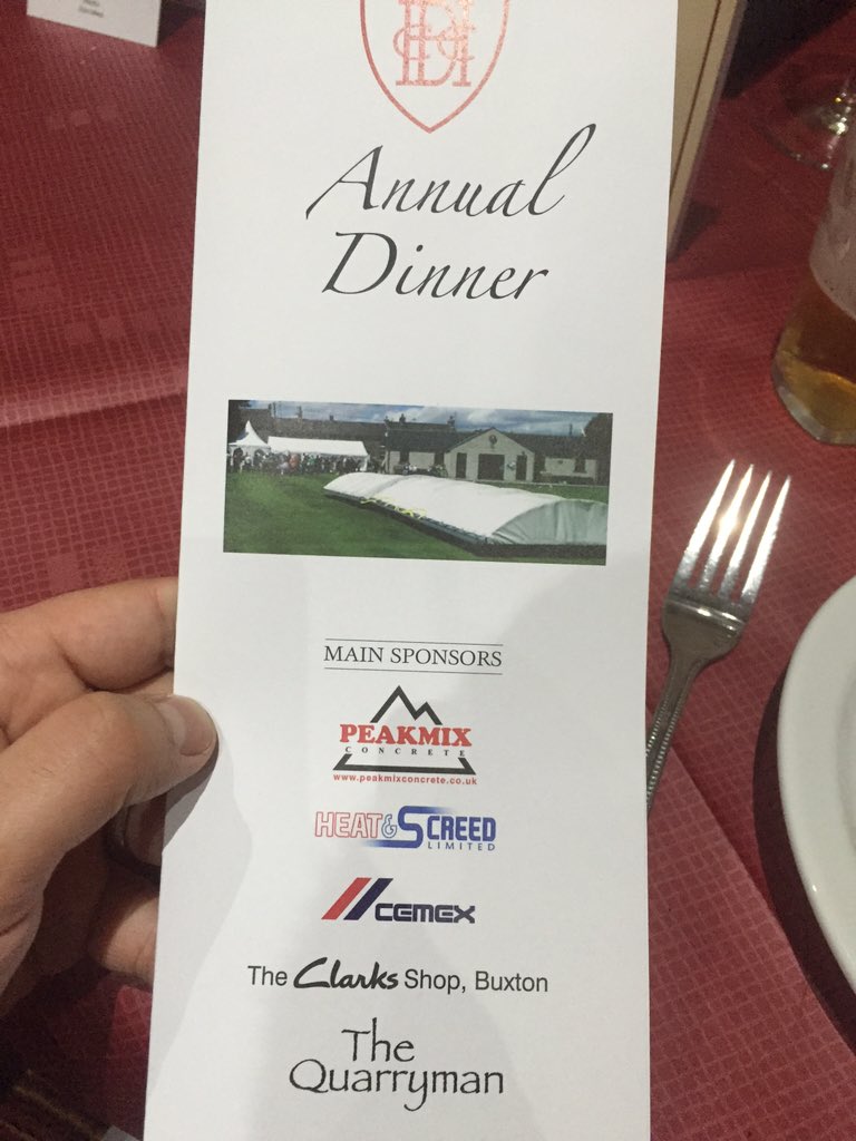 mat60b's tweet photo. Great evening at the  annual dinner for @DoveHolesCC sponsored by @Heat_and_Screed https://t.co/x3jr0nqU8S