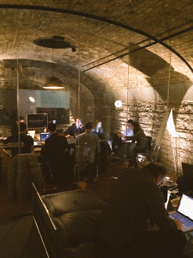 PushUpProject's tweet photo. Our team deep in code #hackmakethebank #teambuild https://t.co/cr8394nQJJ
