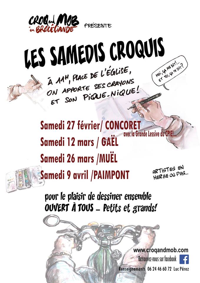 CroqandMob's tweet photo. #broceliande #sketchcrawl Samedis Croquis, le programme. 1 date, 1 bourg. Pour le plaisir de dessiner ensemble ! https://t.co/dRC19II1uq